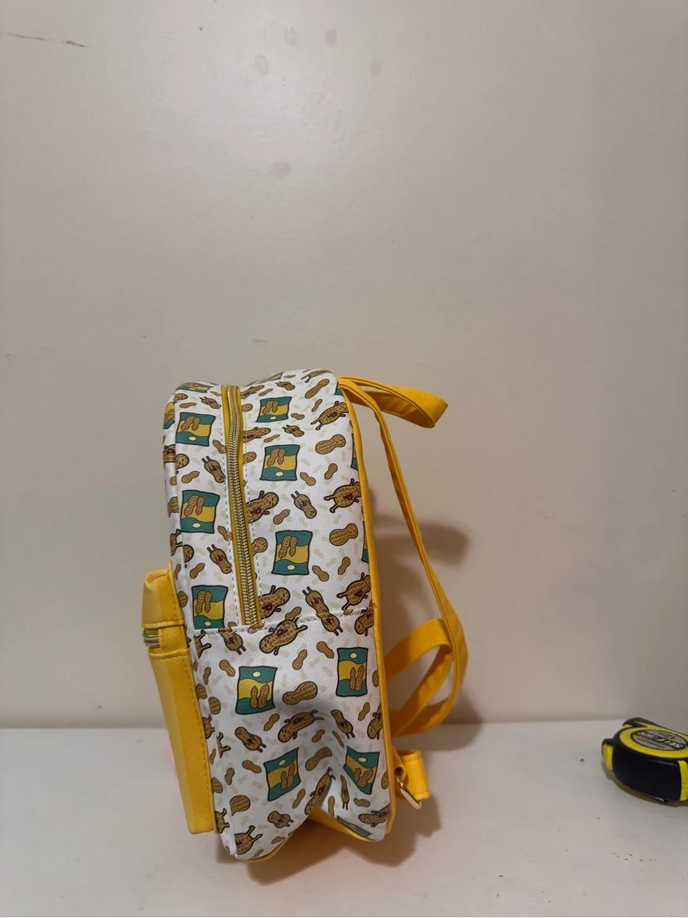 Anya Likes Peanuts Yellow Kids Backpack with Pom Pom Charm
